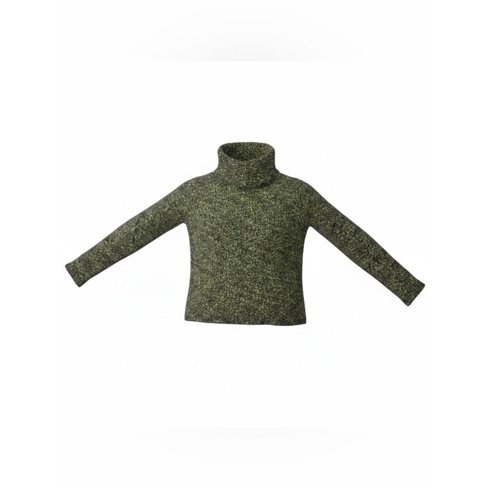 Eileen Fisher Turtleneck Sweater Speckled Green Merino Wool Italian Yarn Small